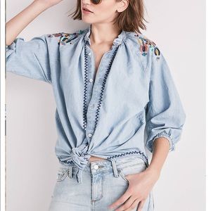 Lucky brand Peasant Shirt With Embroidery